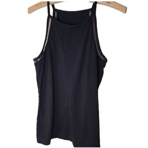 Black Tank Top with‎ unique black cutout straps